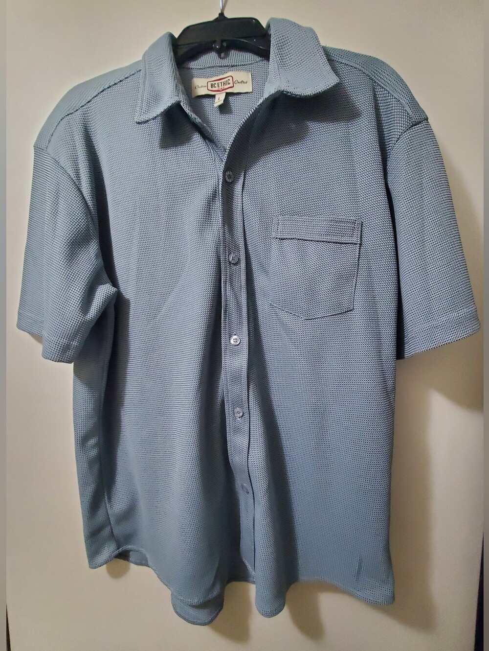 BC Ethic Men's Casual Short-Sleeve Button-Down Shirt in Light Blue